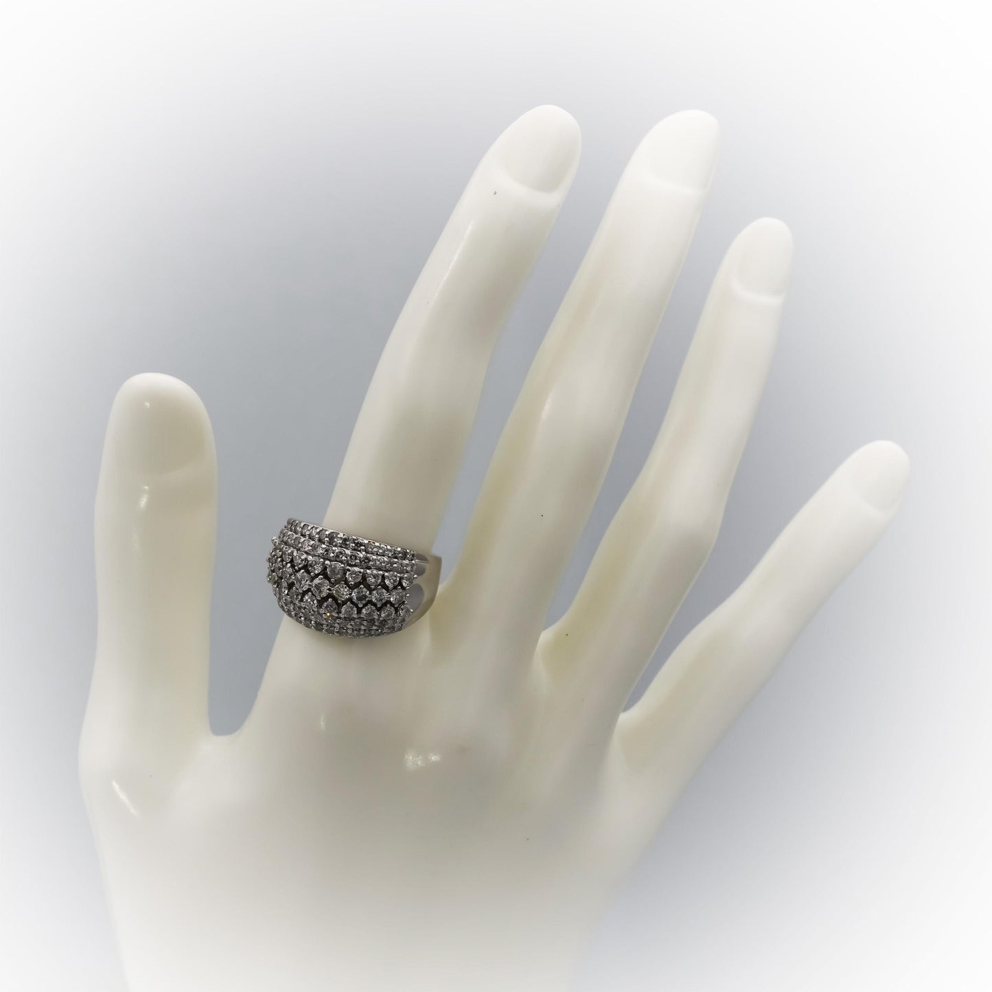 14k White Gold Round Diamond Cluster Ring 1.0CT Size 7.5