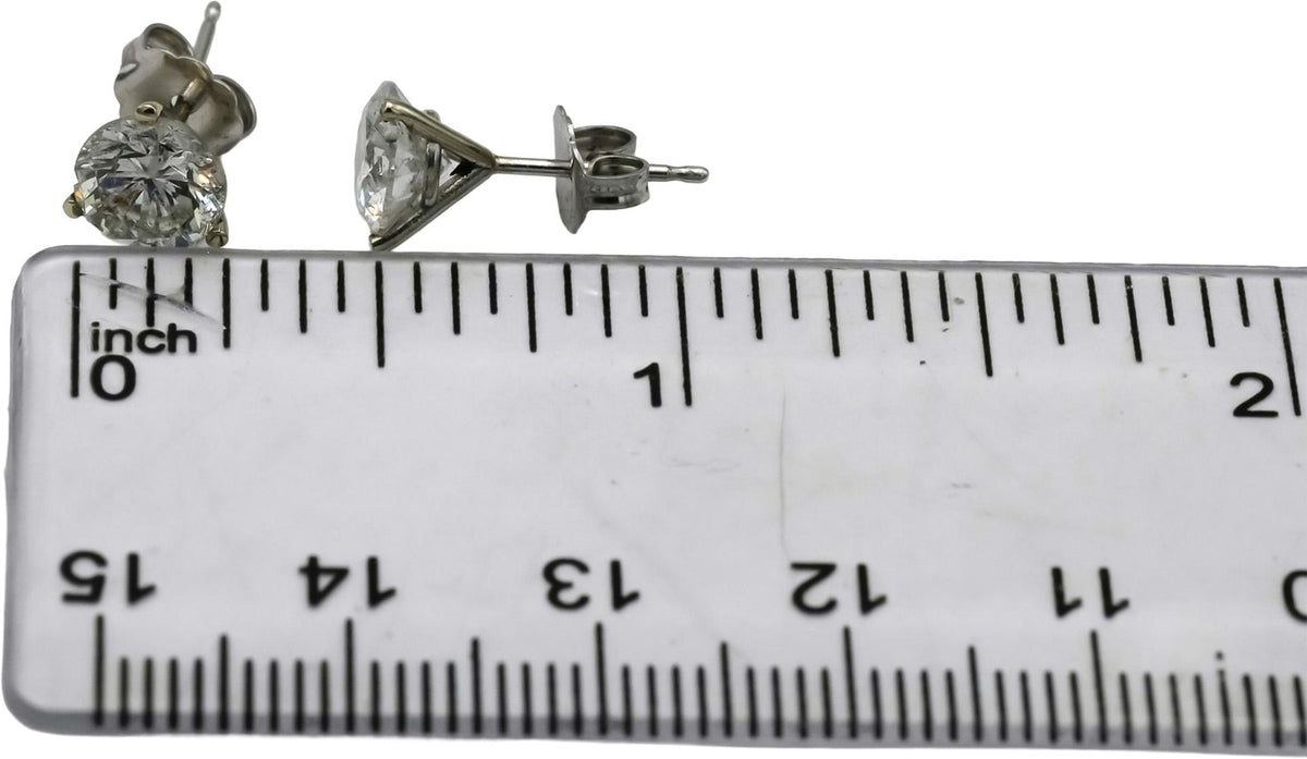 14k White Gold Round Natural Diamond Stud Earrings 2.28CT