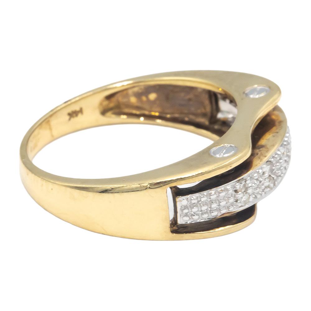 14k Yellow Gold 0.08CT Diamond Screw Motif Band Ring Size 7