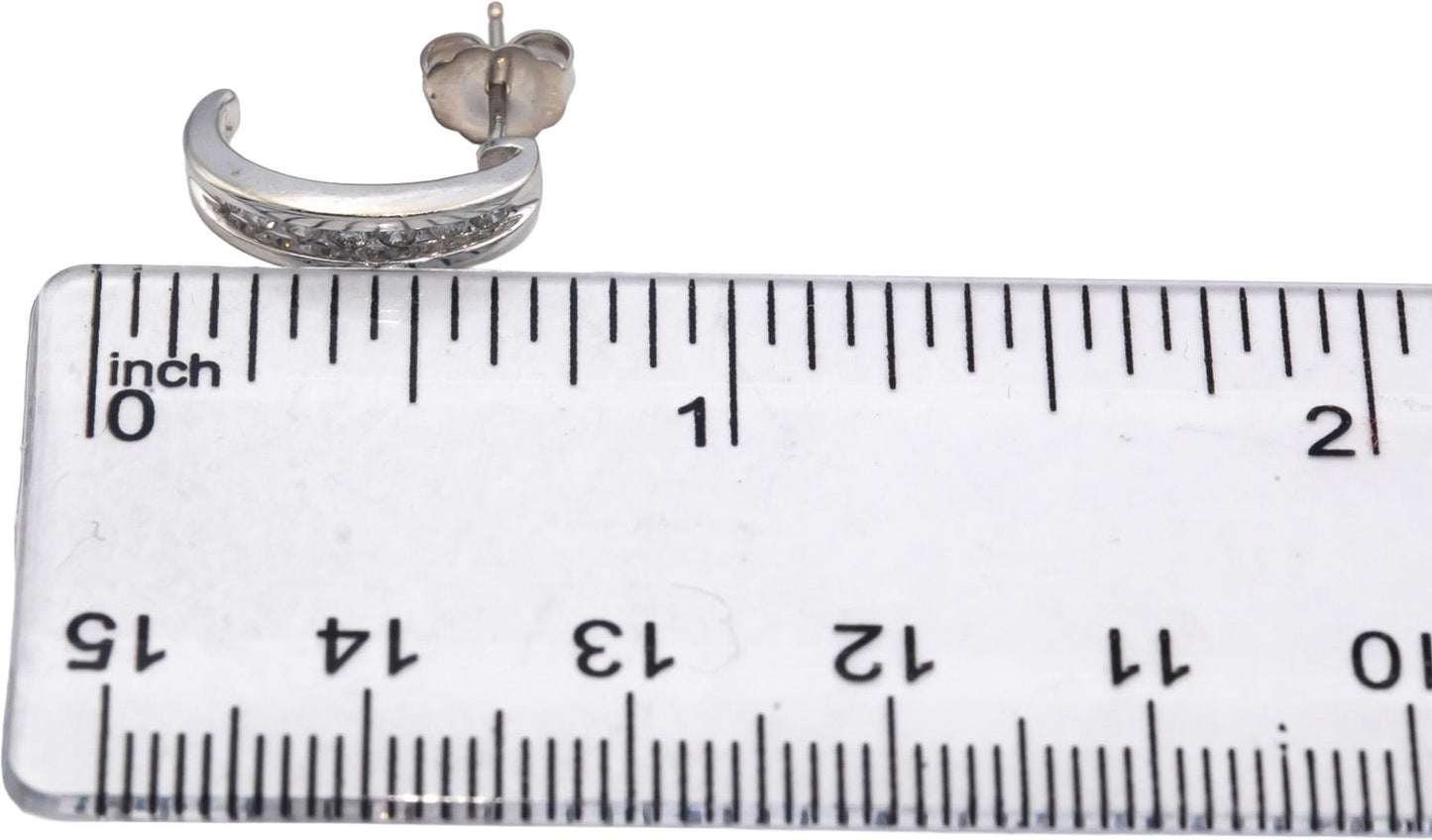 14k White Gold Round Diamond Curved Stud Earrings 0.24CT