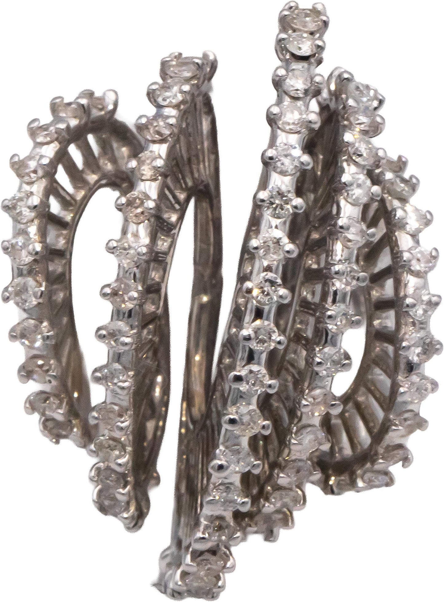 Vintage 14k White Gold 0.95CT Round Cut Diamond Abstract Ring Size 5.5