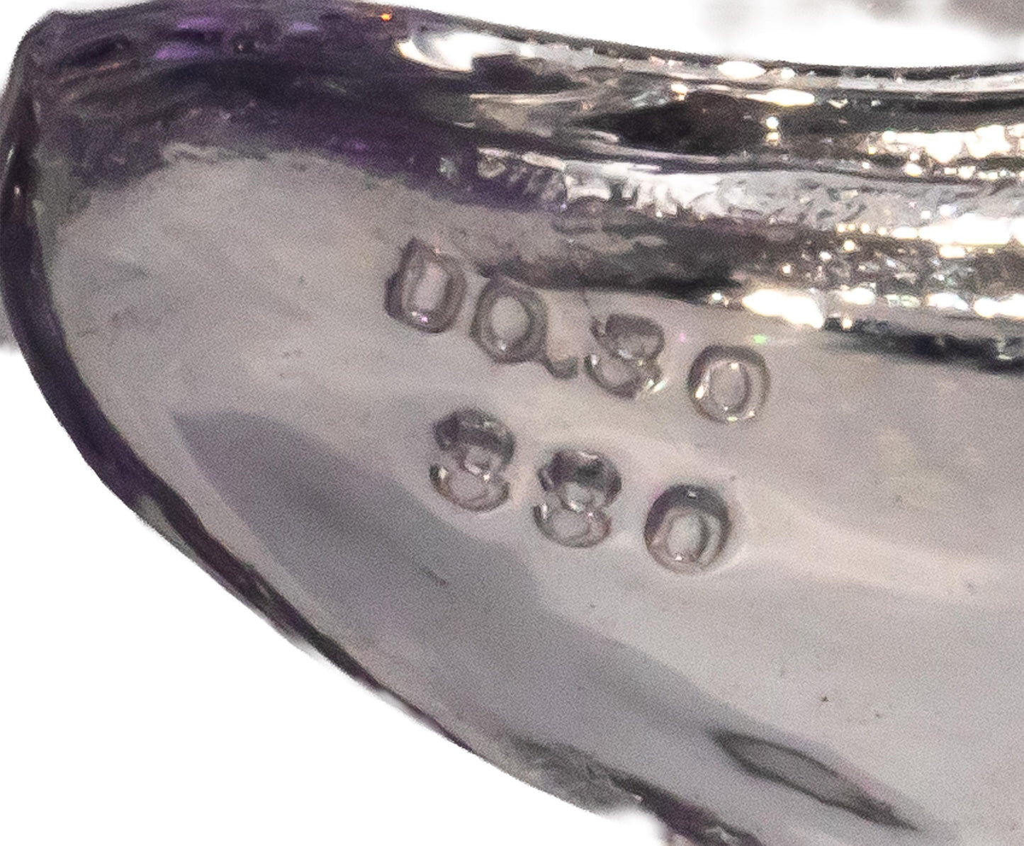 18k White Gold 3.60CT Diamond and Amethyst Wide Band Ring Size 6.25