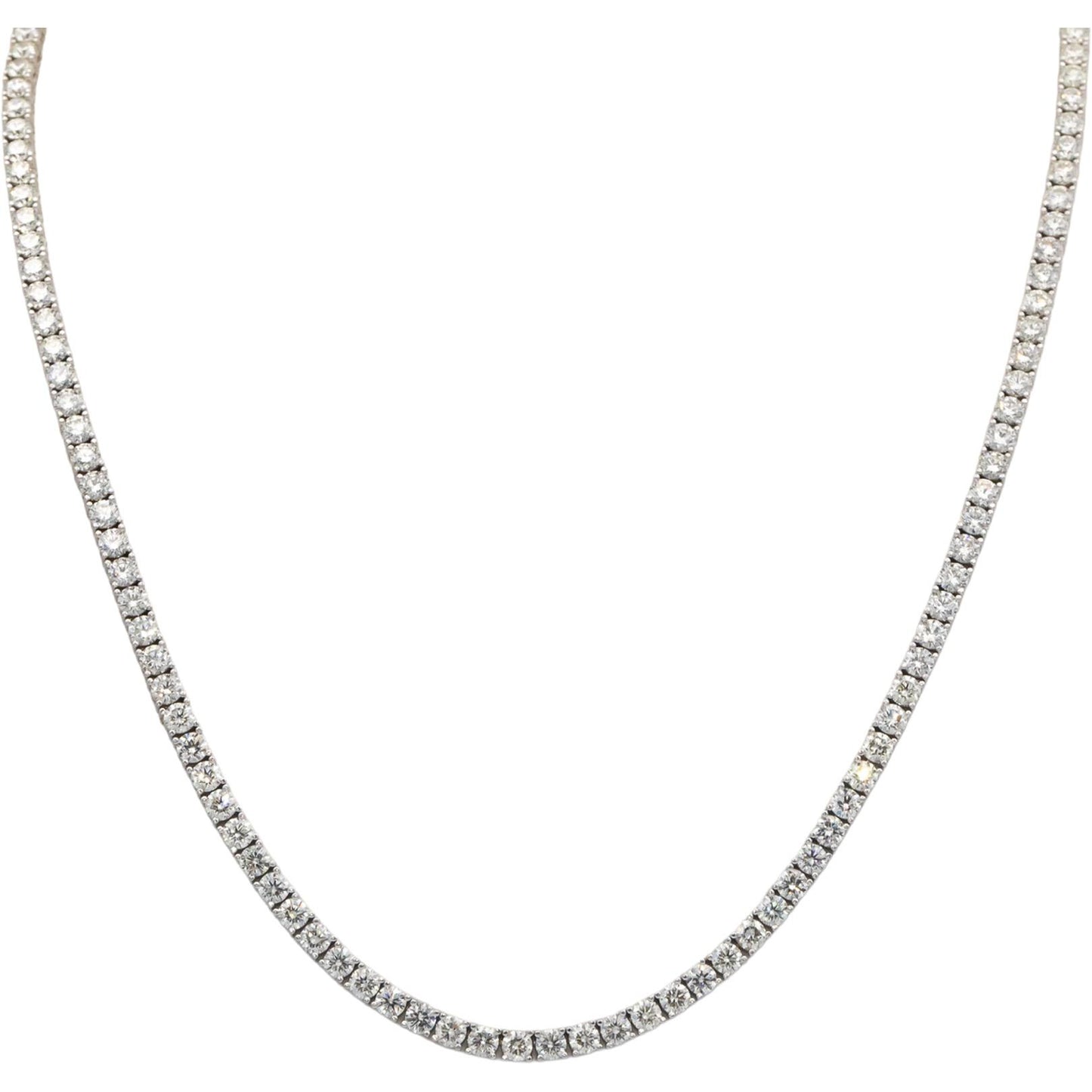 14k White Gold VS Round Cut Diamond Tennis Necklace 20.5" Long 20.52CT