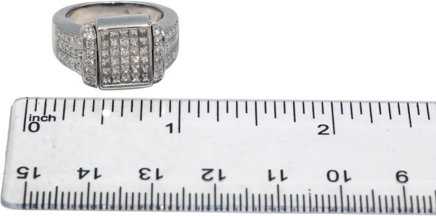 18k White Gold 1.50CT VS White and Blue Diamond Reversible Ring Size 5.75