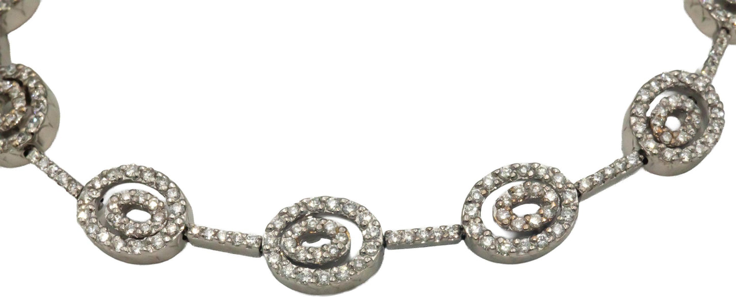 18k White Gold Jewelry Round Diamond Oval Link Bracelet 2.25CT