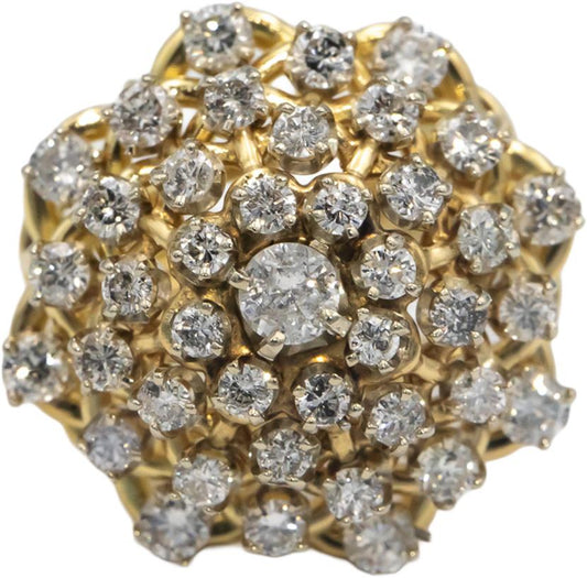 18k Yellow Gold Jewelry Round Diamond Cluster Dome Ring 2.20CT Size 5.25