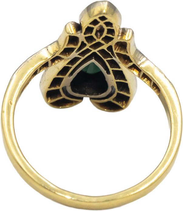 Vintage Antique Diamond & Green Sapphire 18k Yellow Gold Ring 0.95CT Size 4.75