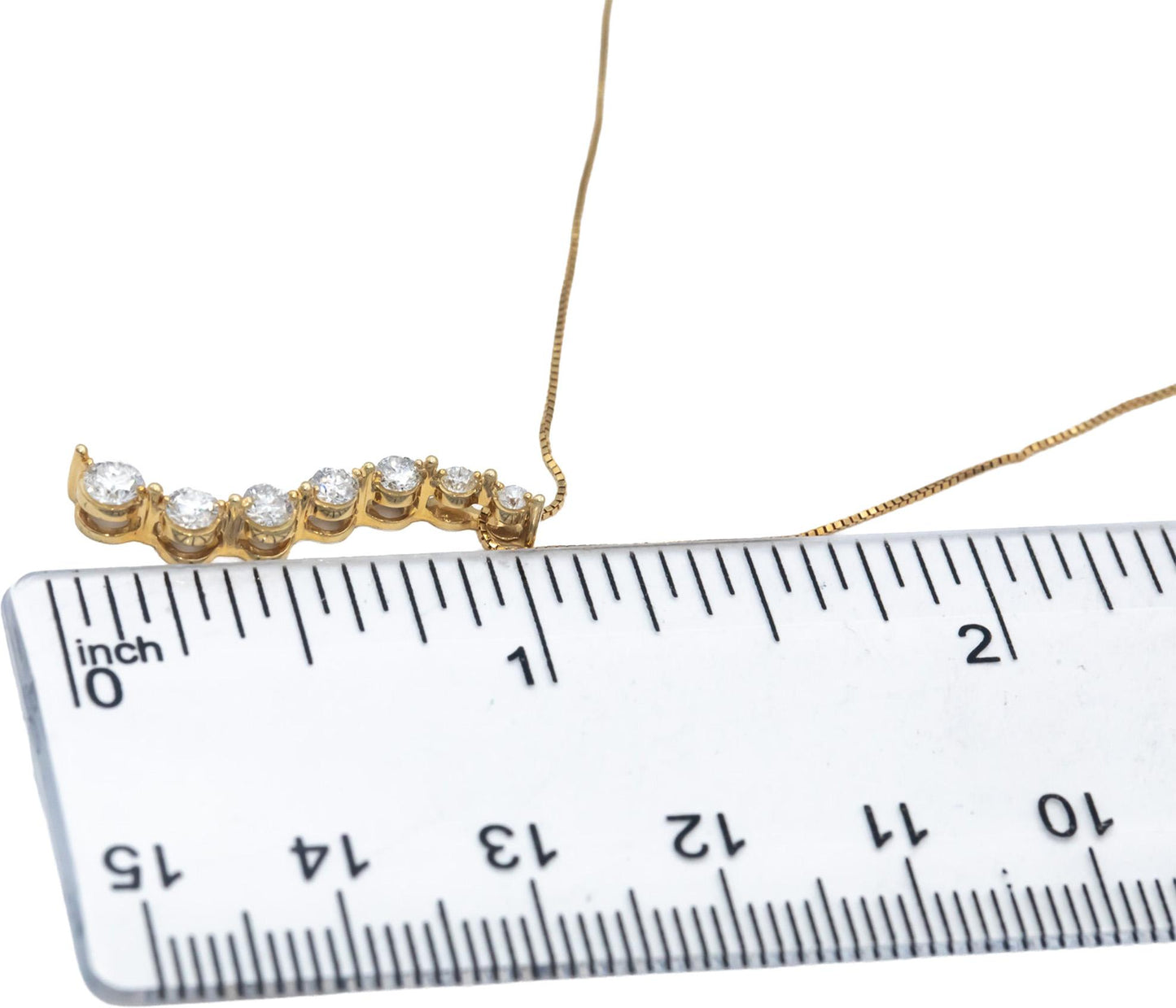 Diamond Round Cut 14k Yellow Gold Journey Pendant Necklace 0.50CT