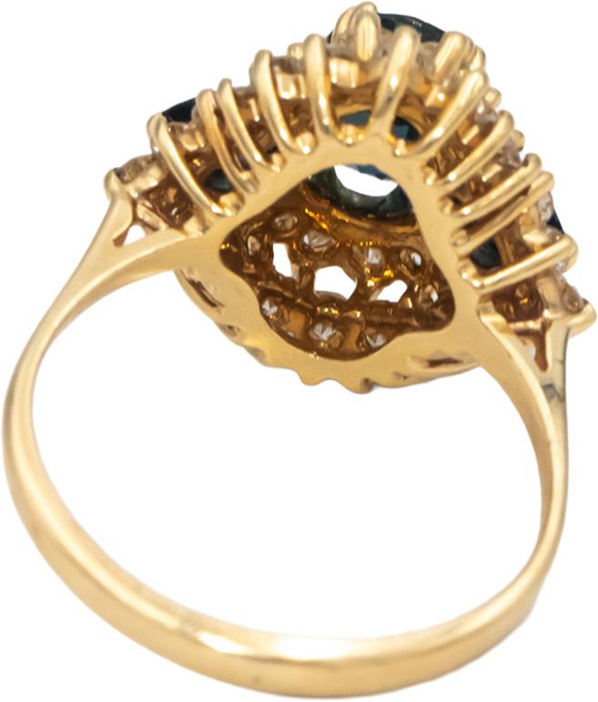 14k Yellow Gold Diamond and Sapphire Cocktail Ring 2.75CT Size 6.75