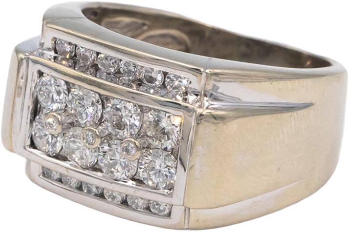 14k White Gold Round Cut VS Diamond Men's Ring 1.50CT Size 11.25