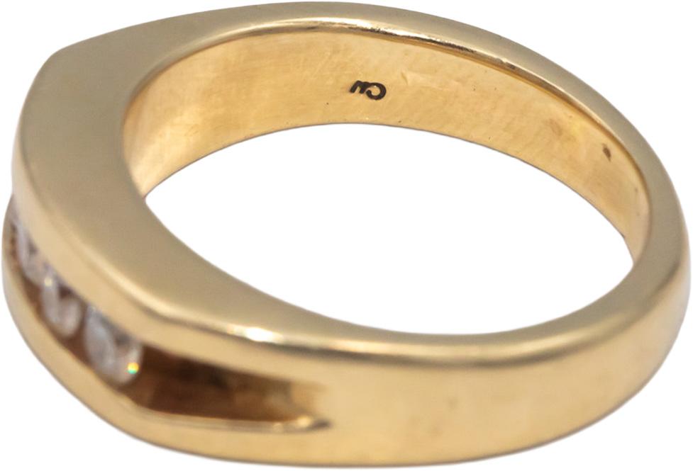 14k Yellow Gold Round Cut Channel Set Diamond Men's Band Ring 0.45CT Size 7.75