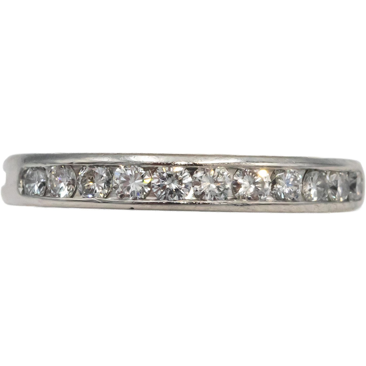 TIFFANY & CO. Platinum Round Channel Set Diamond 3mm Wide Band Ring .44CT Size 6