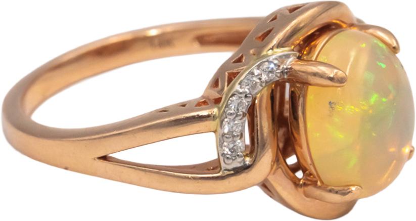 LE VIAN 14k Rose Gold Opal and Diamond Cocktail Ring 2.07CT Size 7