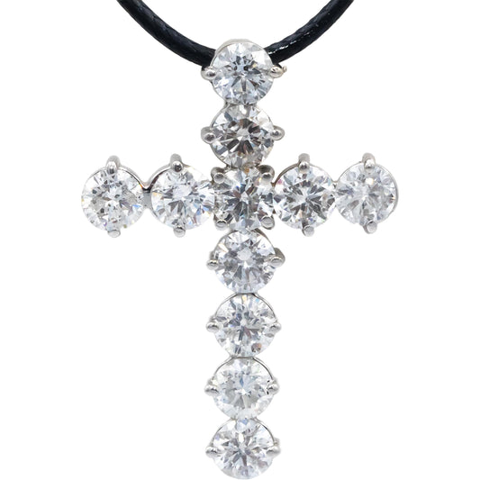 10k White Gold Round Diamond Cross Crucifix Pendant Necklace 6.17CT