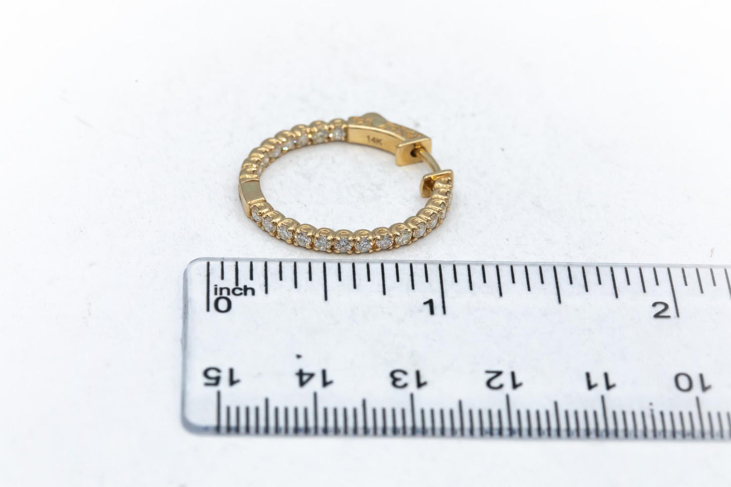 14k Gold VS Round Bezel Set Diamond Inside Out Circle Hoop Earrings 1.50CT