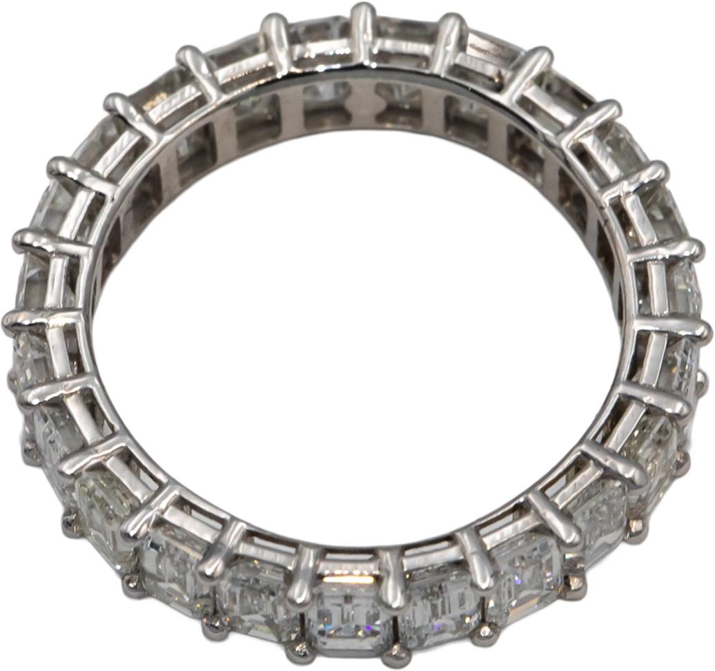 18k White Gold VS Emerald Cut Diamond Eternity Band Ring 4.25CT Size 6.5