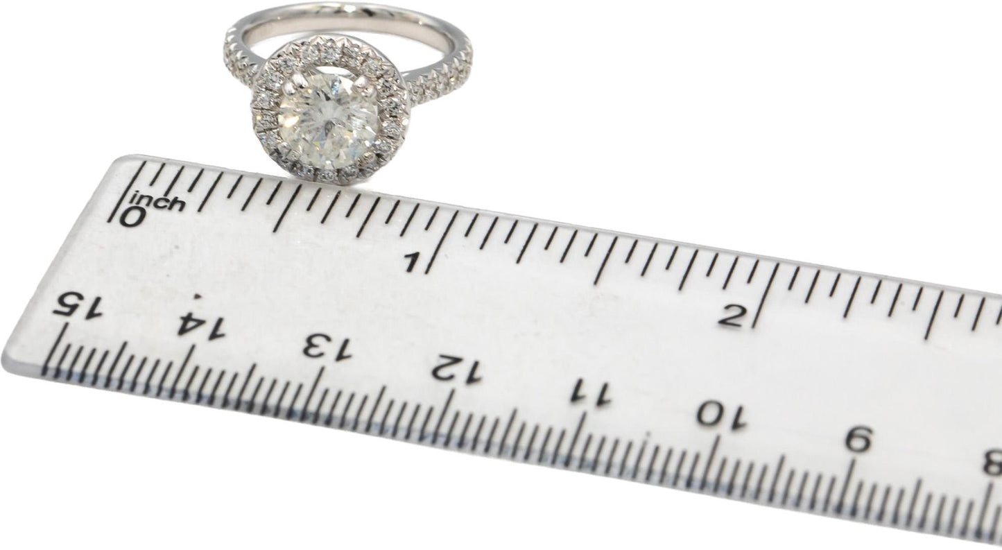 18k White Gold VS Round Diamond Halo Ring 2.31CT w/ 1.71CT Center Size 6.25