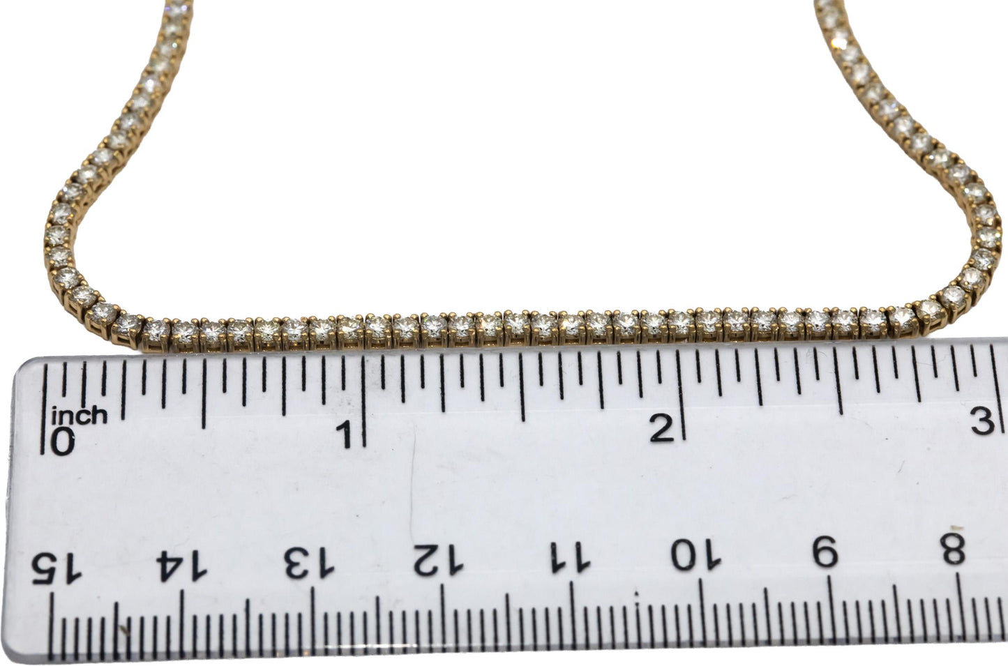 14k Yellow Gold VS Round Diamond Tennis Necklace 8.93CT