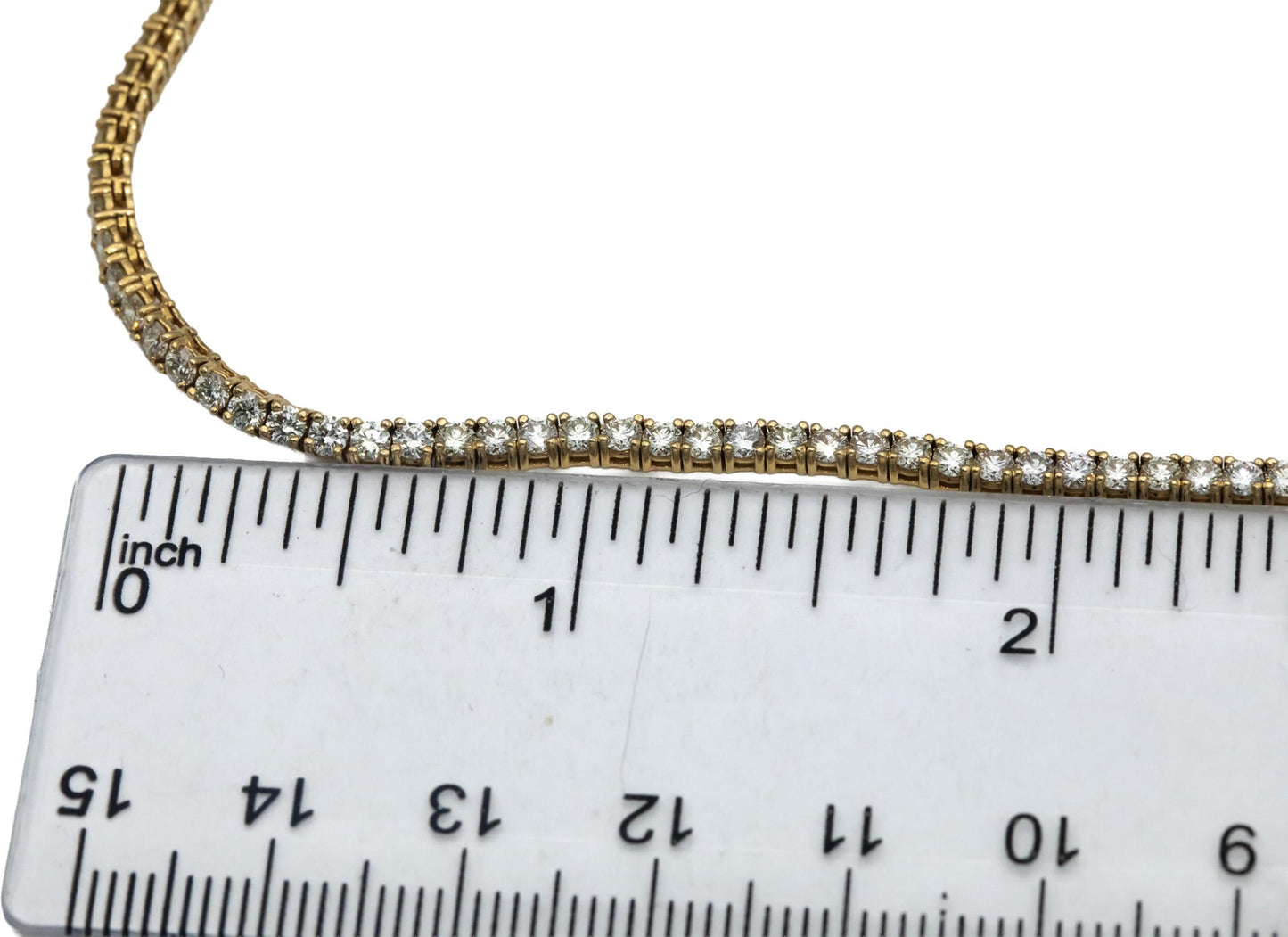 14k Yellow Gold VS Round Diamond Tennis Necklace 10.81CT