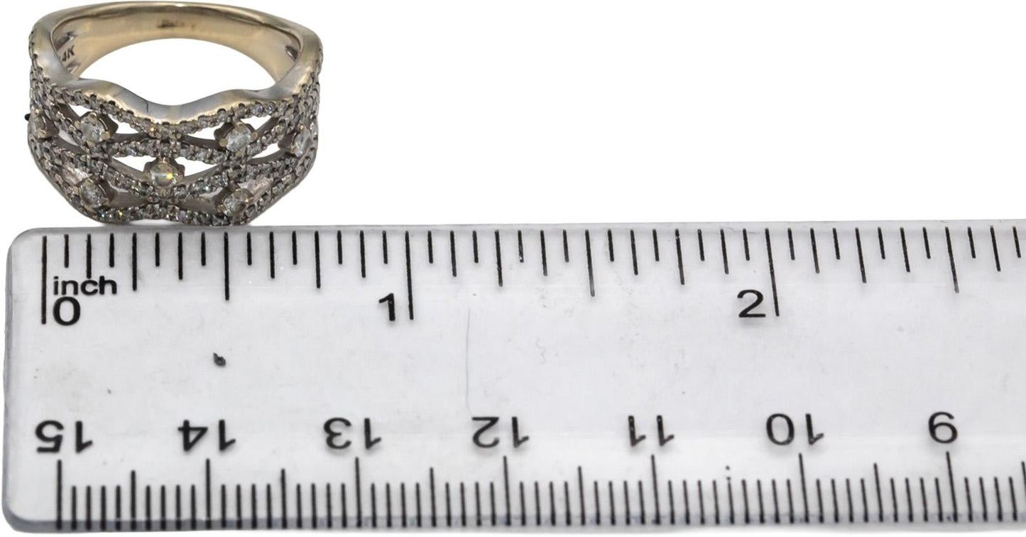 14k White Gold Round Diamond Cocktail Ring 0.50CT Size 6