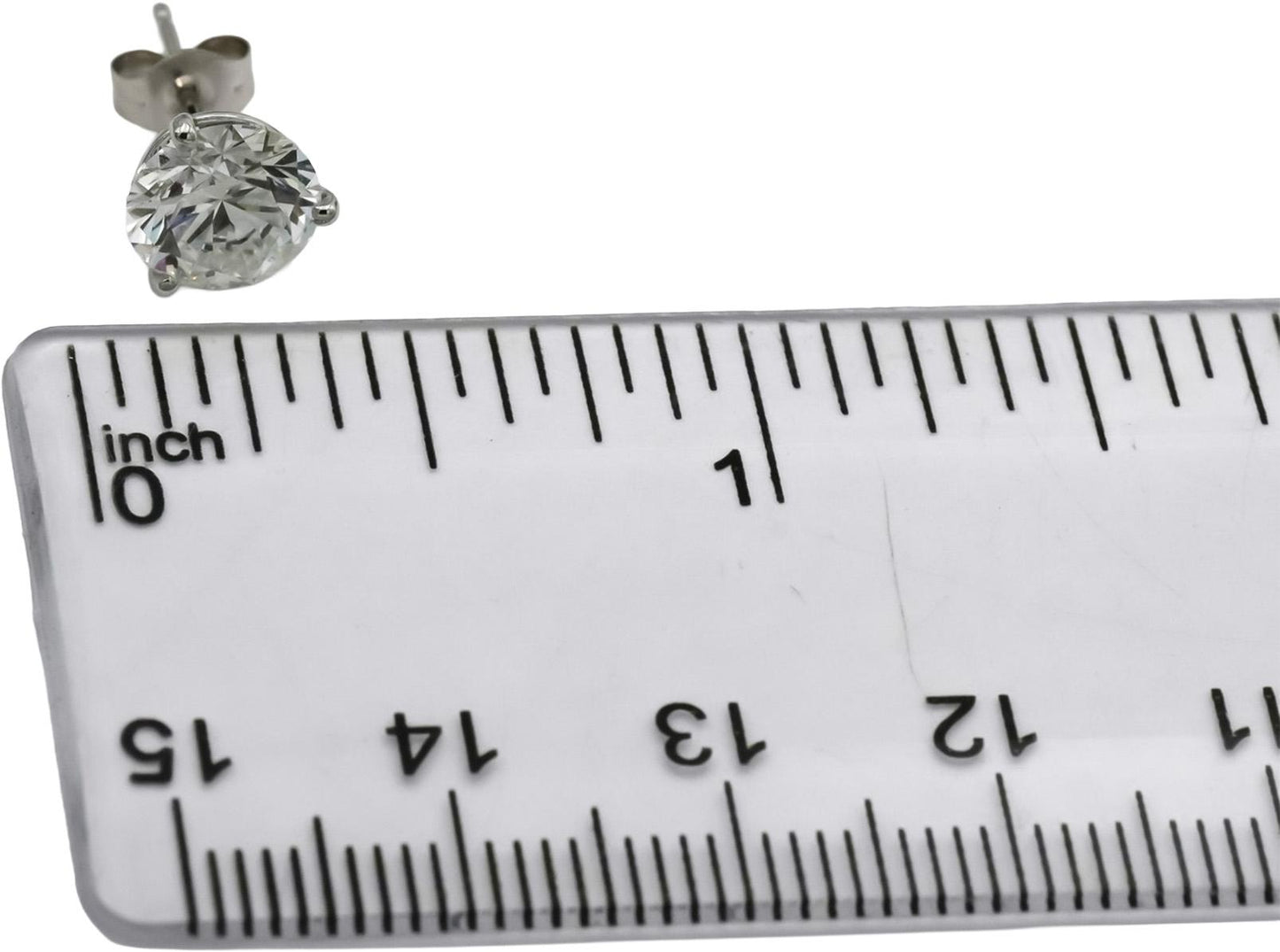 14K White Gold VS Round Lab-Grown Martini Setting Stud Earrings 3.11CT