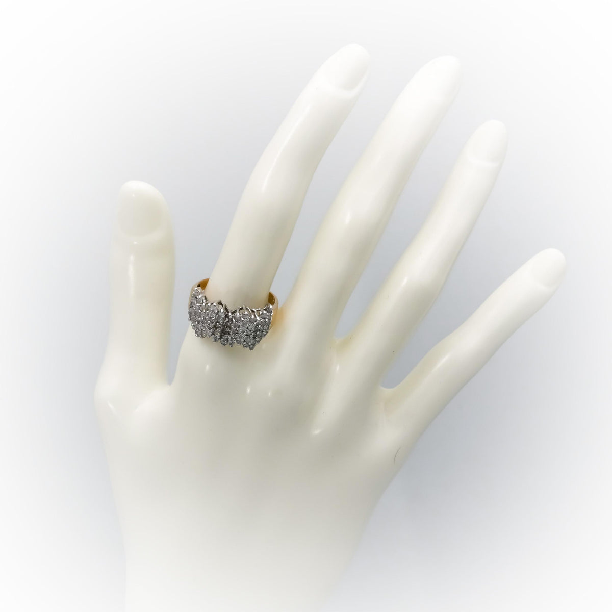 14k Yellow White Gold Round Diamond Cluster Cocktail Ring 1.25CT Size 9
