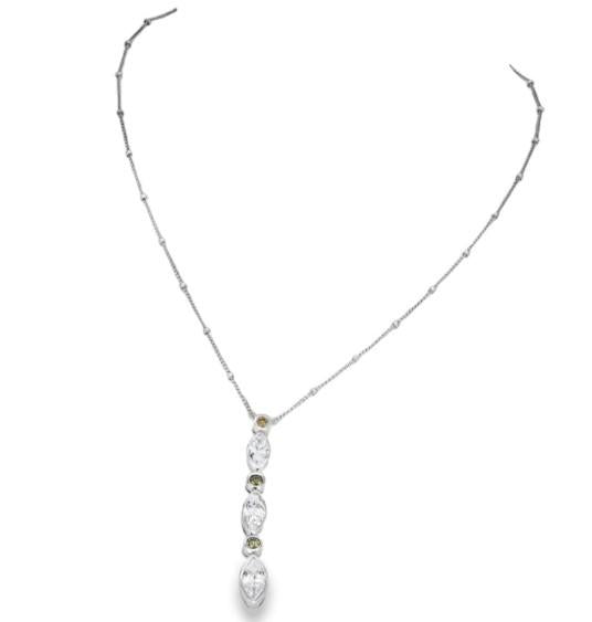 Vintage Platinum 1.65CT White & Fancy Intense Yellow diamond pendant necklace