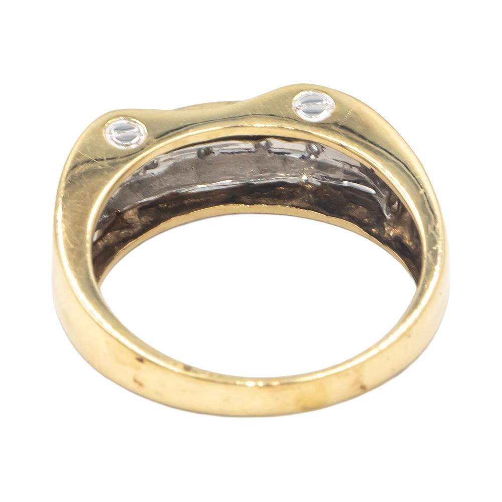 14k Yellow Gold 0.08CT Diamond Screw Motif Band Ring Size 7