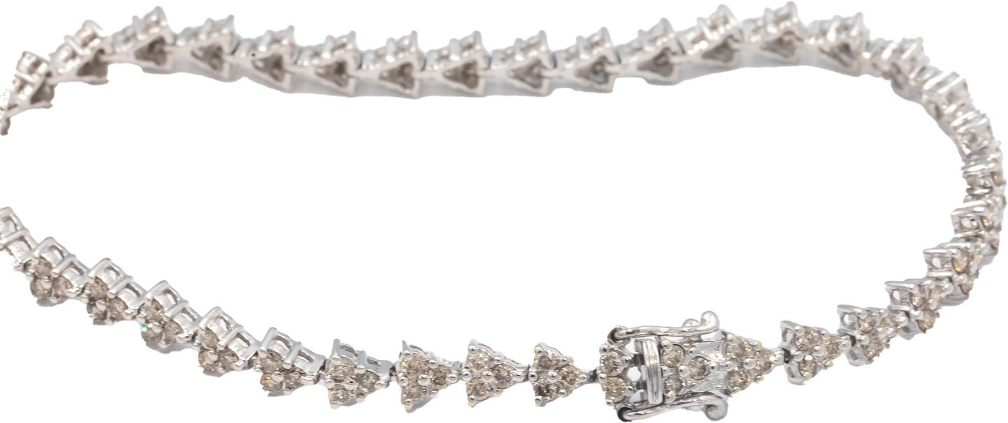 14k White Gold 2.20CT Diamond Fancy Tennis Bracelet