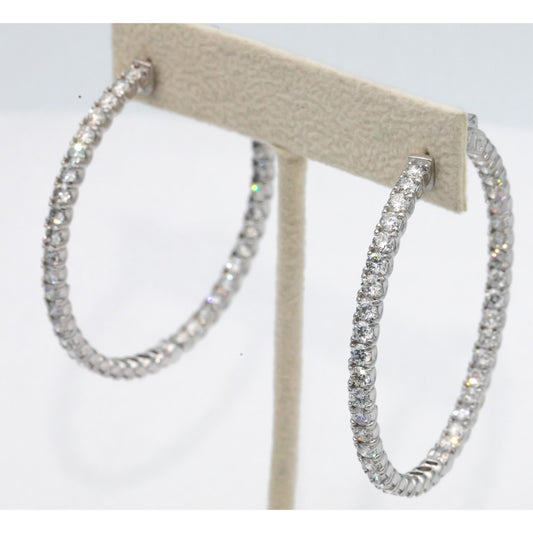 18k White Gold VS Diamond Jumbo Inside Out Hoop Earrings 7.27CT