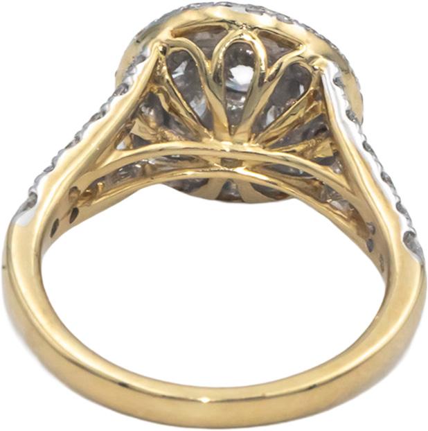10k Yellow Gold 1.50CT Round Cut Diamond Halo Cluster Ring Size 6