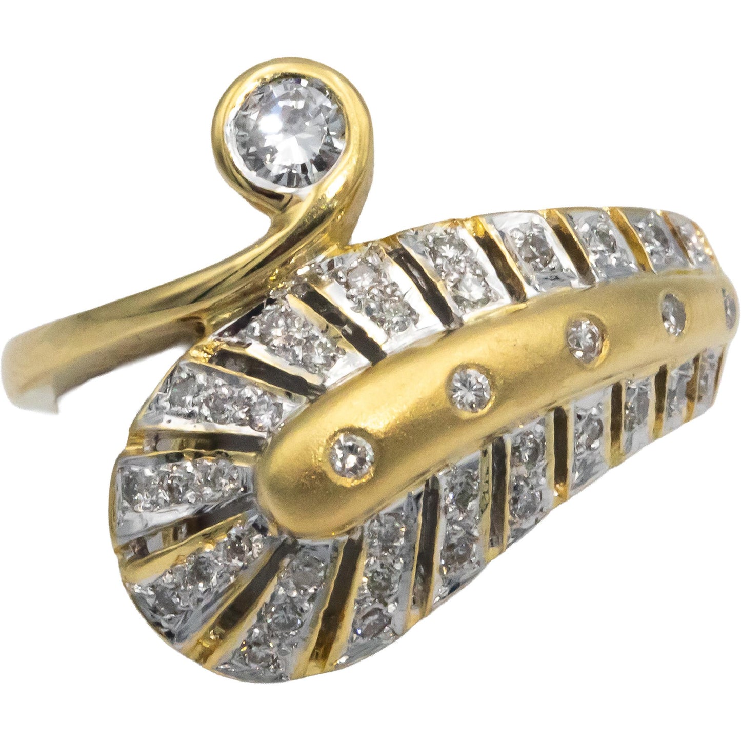 18k Yellow Gold 0.48CT VS Round Cut Diamond Cocktail Ring Size 7
