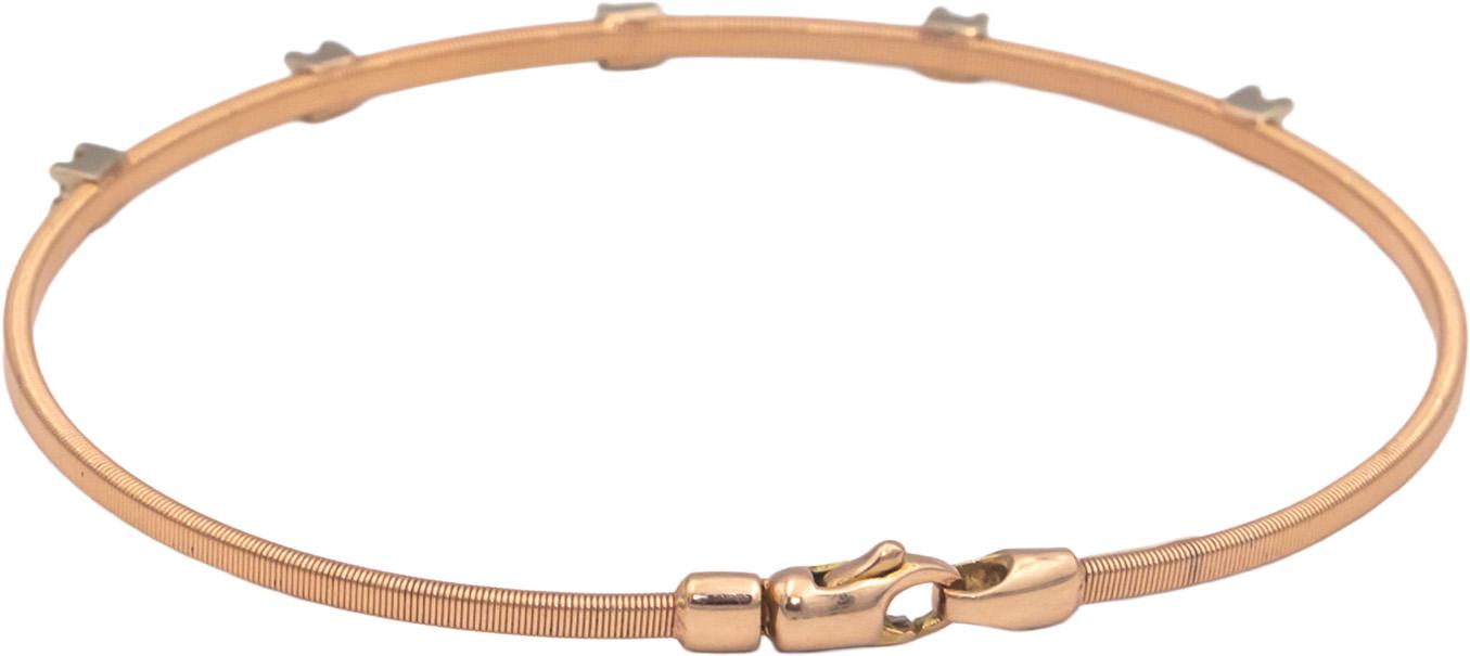 Italy 14k Rose Gold 0.15CT VS Round Cut Diamond Five Stone Bracelet