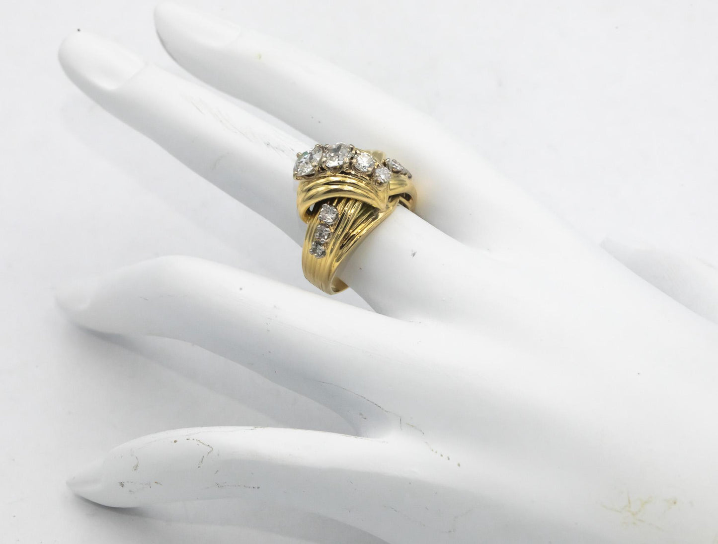 HAMMERMAN BROTHERS Vintage 18k Gold 1.50CT Old Euro Diamond Ring w/ 0.65 Center