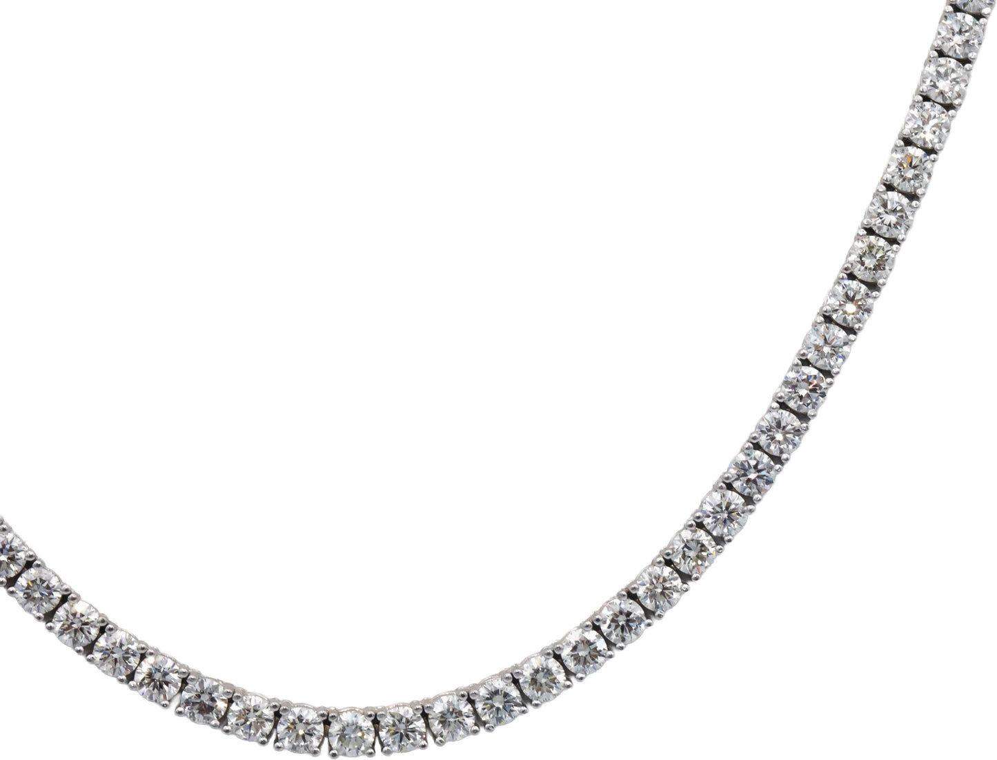 14k White Gold VS Round Cut Diamond Tennis Necklace 20.5" Long 20.52CT