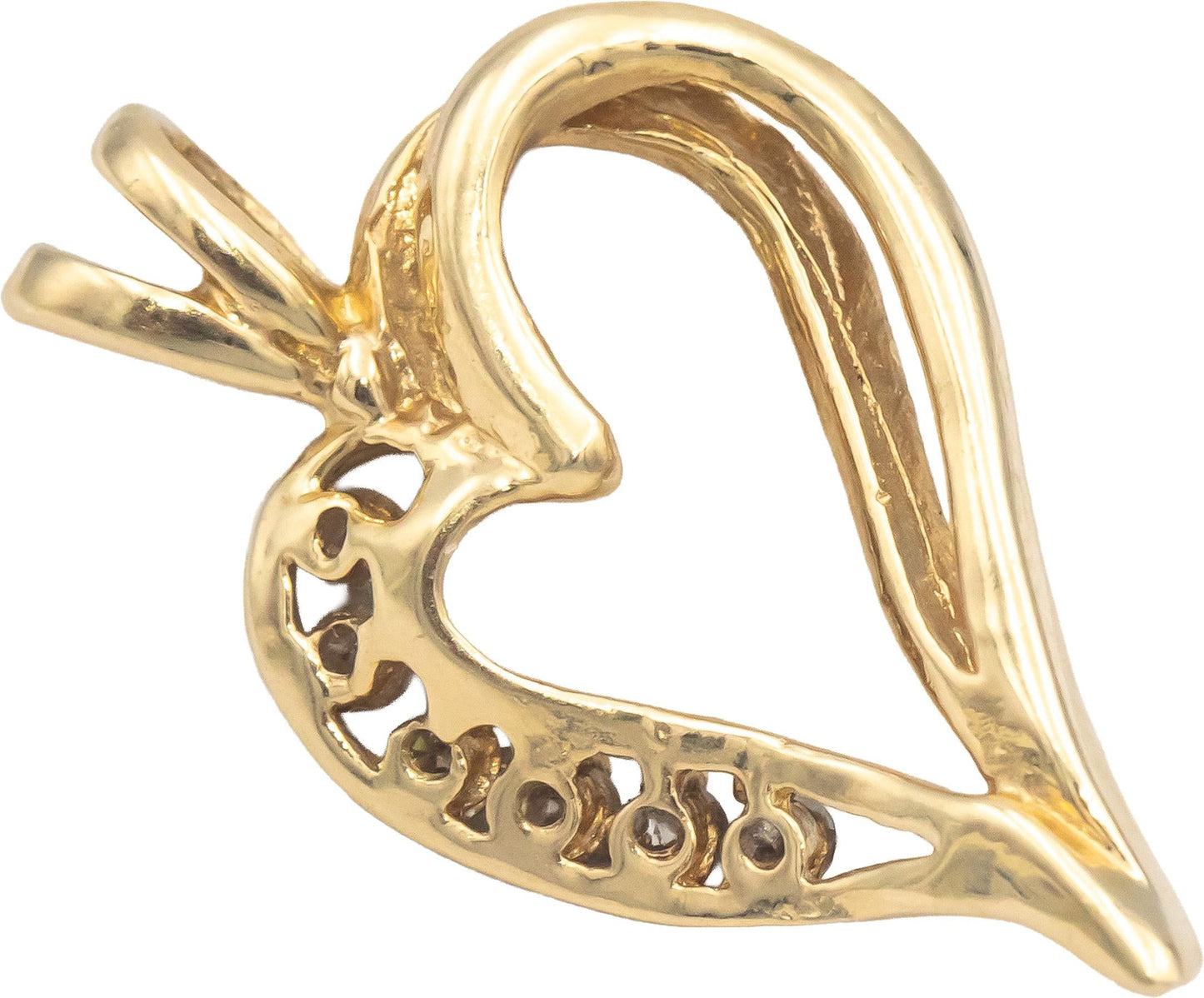 14k Yellow Gold Jewelry 0.15CT Round Cut Diamond Heart Pendant