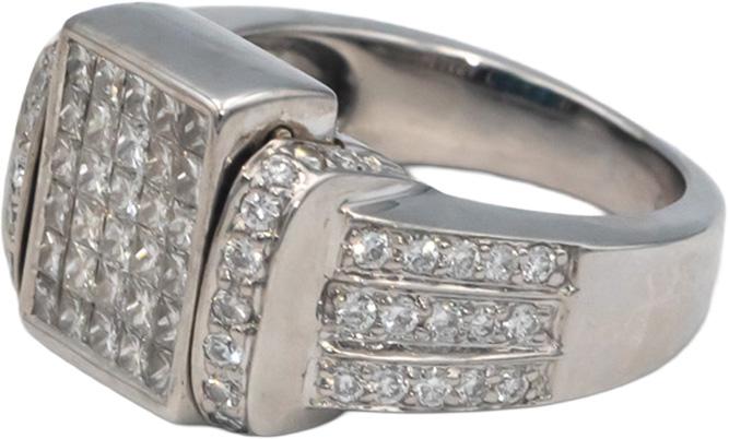 18k White Gold 1.50CT VS White and Blue Diamond Reversible Ring Size 5.75