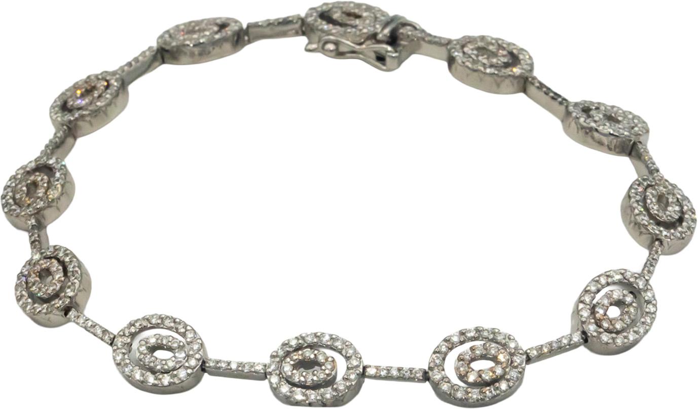 18k White Gold Jewelry Round Diamond Oval Link Bracelet 2.25CT