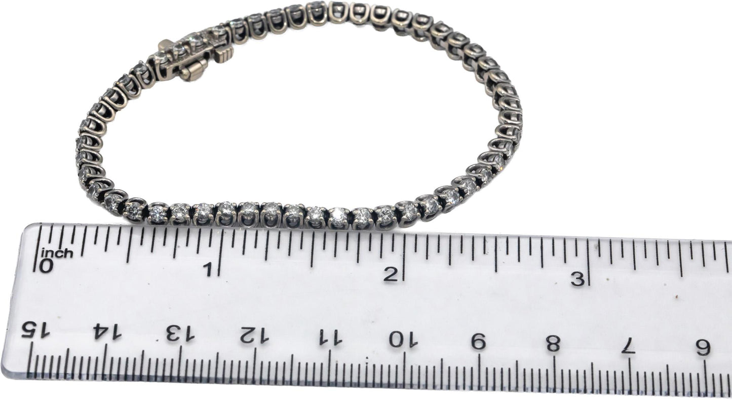 14k White Gold Round Diamond Trellis Setting Tennis Bracelet 2.0CTW