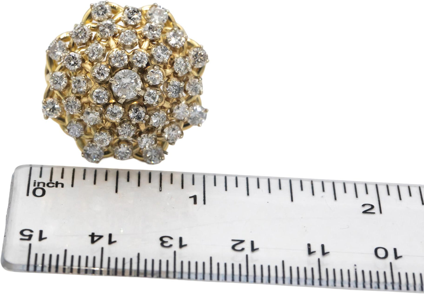 18k Yellow Gold Jewelry Round Diamond Cluster Dome Ring 2.20CT Size 5.25