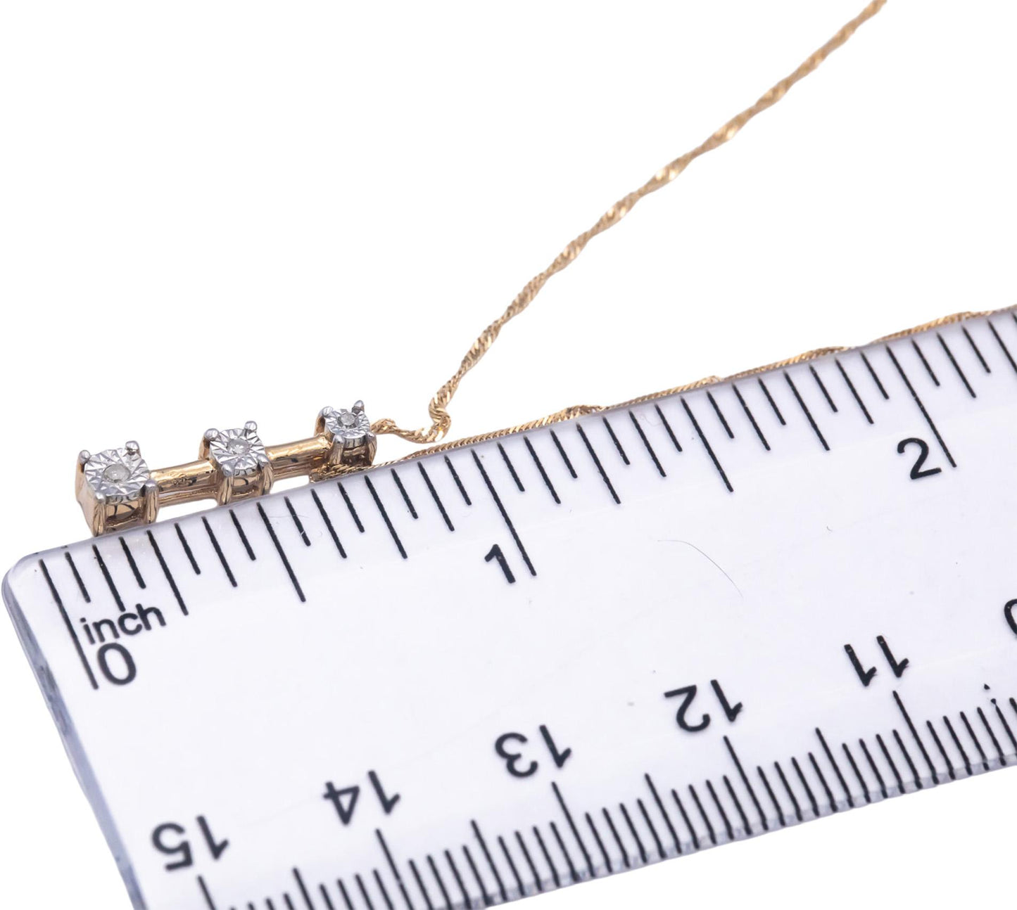 10k Yellow Gold 0.03CT Diamond Past Present Future Pendant Necklace