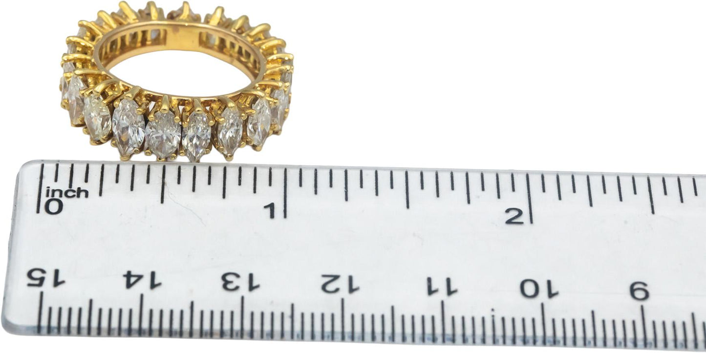 18k Gold VS Marquise Cut Diamond Graduated Eternity Band Ring 5.39CT Size 6.25