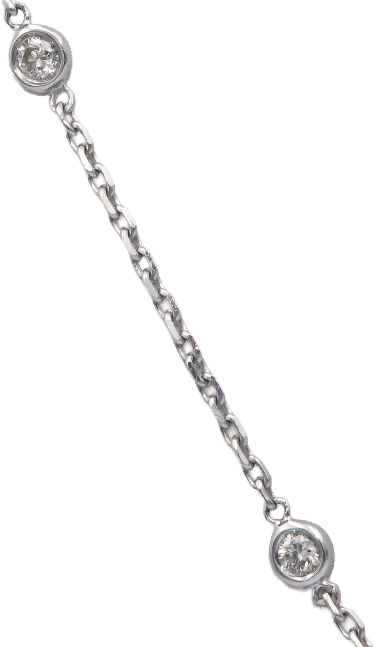 14k White Gold 0.60CT VS Round Cut Diamond By The Yard Necklace Chain