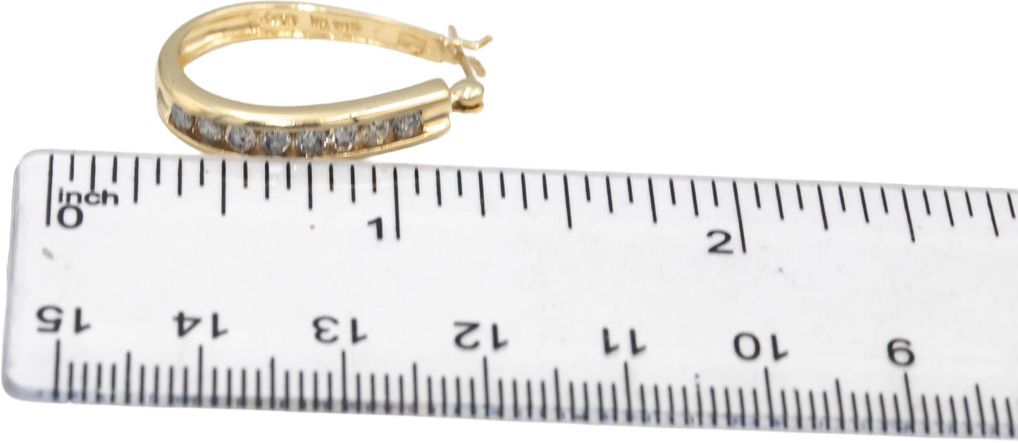 14k Yellow Gold Jewelry Round Cut Channel Set Hoop Earrings 0.75CT