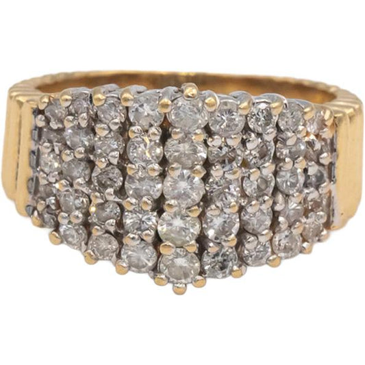 14k Yellow Gold Round Diamond Cluster Cocktail Ring 0.75CT Size 6