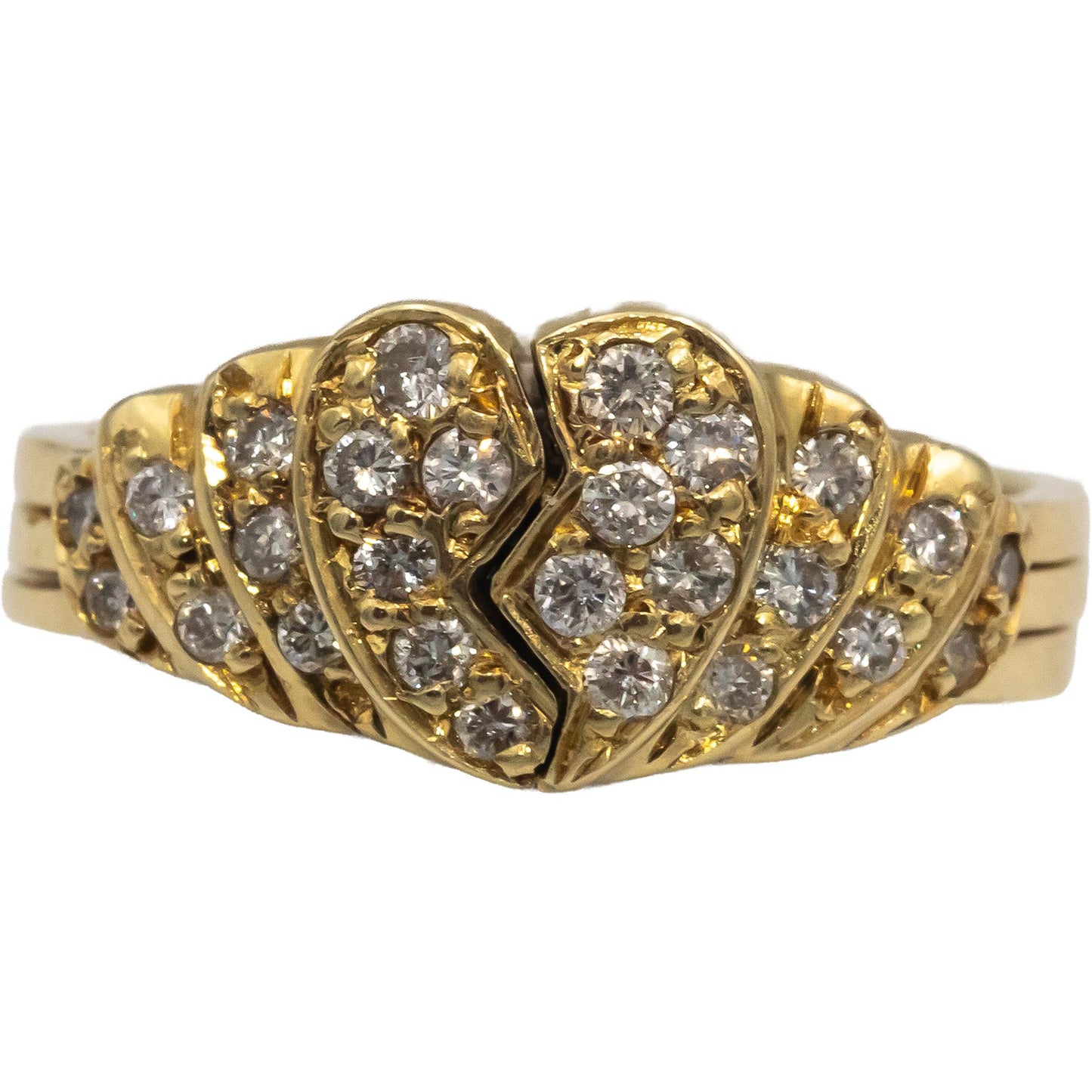 14k Yellow Gold Diamond Sapphire Amethyst Heart Puzzle Ring 0.50CT Size 7