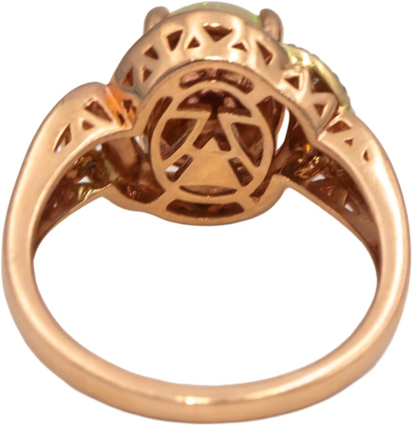 LE VIAN 14k Rose Gold Opal and Diamond Cocktail Ring 2.07CT Size 7