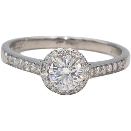 TIFFANY & CO. GIA Certified Platinum Soleste Diamond Ring 0.84CT w/ .56CT Center