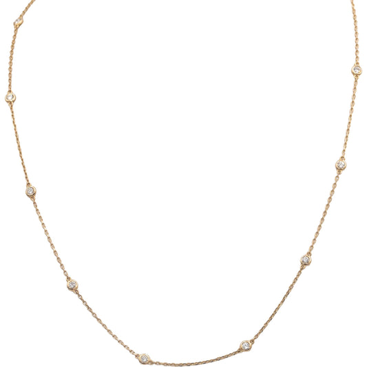 14k Yellow Gold VS Round Bezel Set Diamond By The Yard Necklace Chain 0.50CT