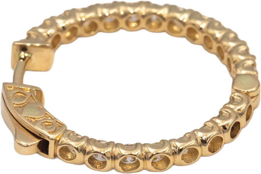 14k Yellow Gold VS Round Diamond Inside Out Circle Hoop Earrings 2.46CT